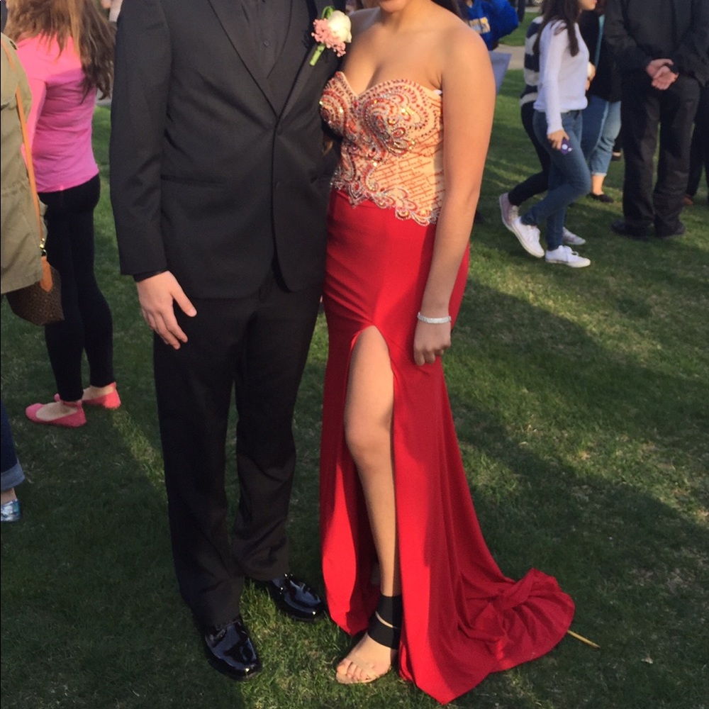 Red prom dress.